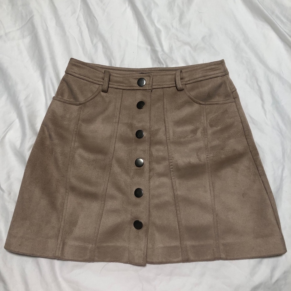 Mini Suede Skirt | Beige | (faux suede) | xs